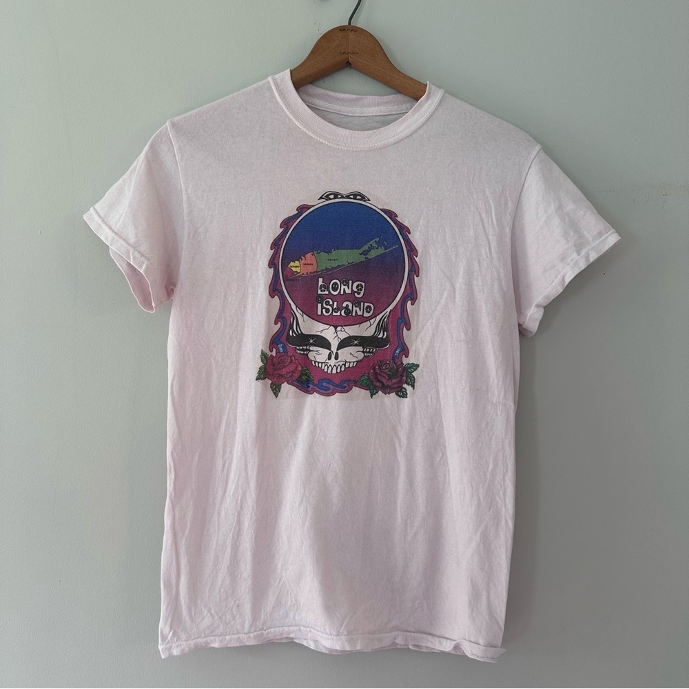 Vintage Grateful Dead Inspired Long Island White Cotton Tee Size Small